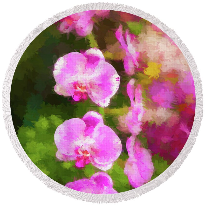 Petal Round Beach Towel featuring the photograph Beautiful Orchids by Ed Taylor
