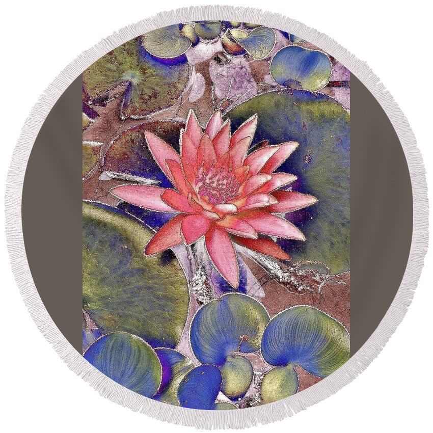 Lotus Round Beach Towel featuring the photograph Beautiful Pink Lotus Abstract by Kim Bemis