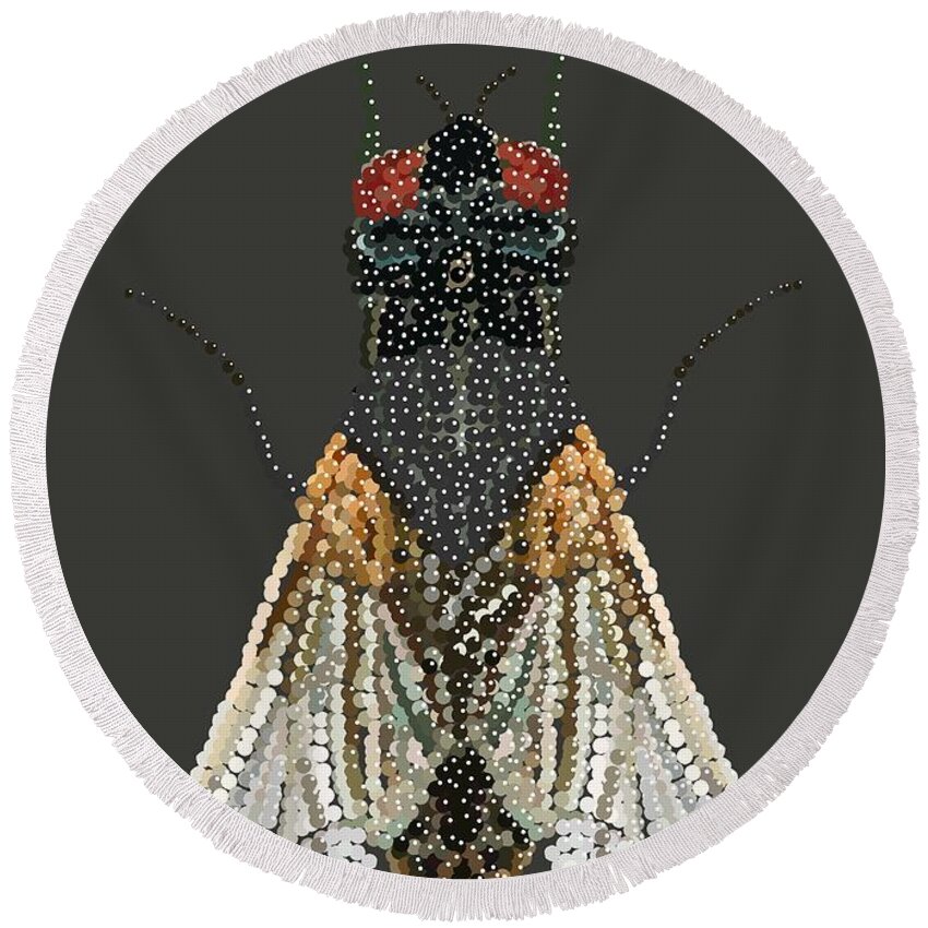  Round Beach Towel featuring the digital art Bedazzled Housefly Transparent Background by R Allen Swezey