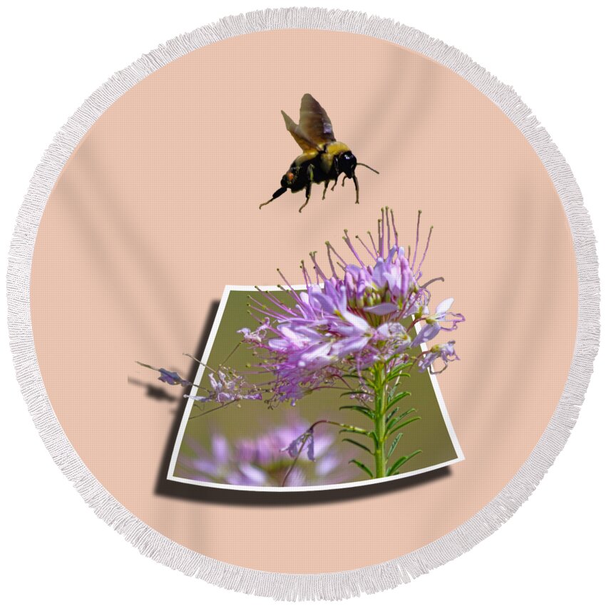 Bee Round Beach Towel featuring the photograph Bee Free by Shane Bechler