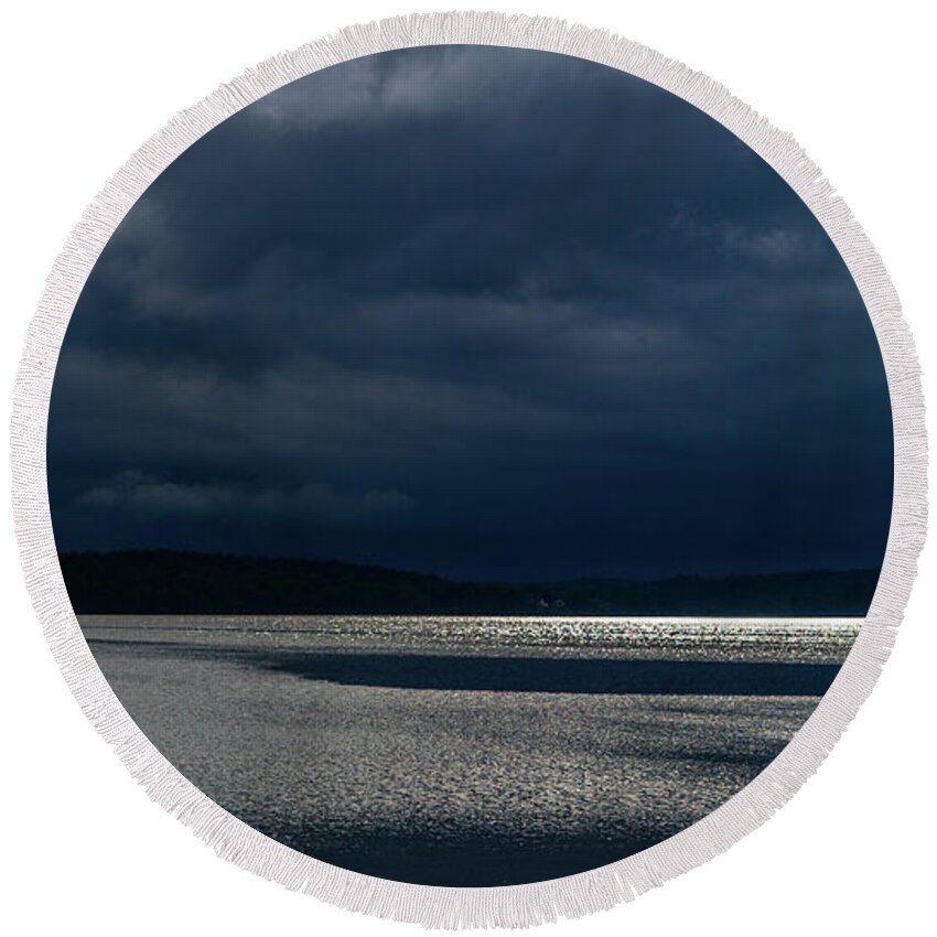 Dark Clouds Round Beach Towel featuring the photograph Before by Torbjorn Swenelius