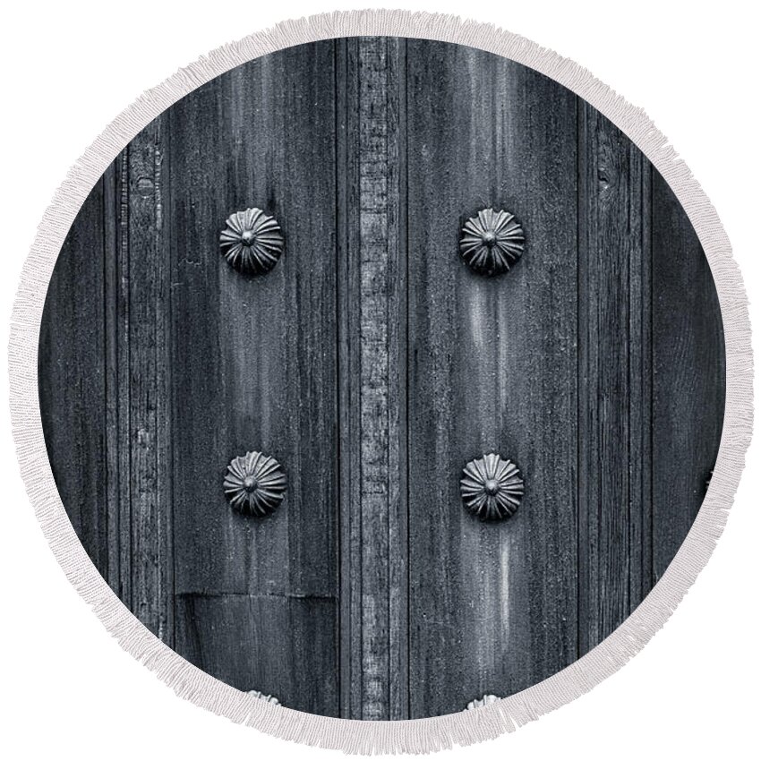 Wood Round Beach Towel featuring the photograph Behind Closed Doors by Sandra Parlow
