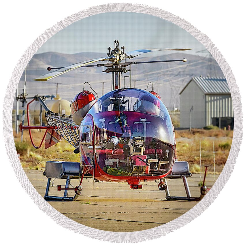 Bell 47 Round Beach Towel featuring the photograph Bell 47 by Jim Thompson