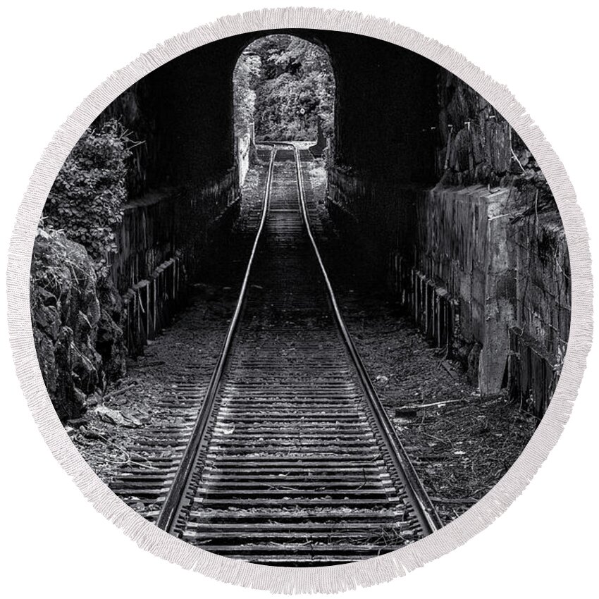 Bellows Falls Vermont Round Beach Towel featuring the photograph Bellows Falls Train Tunnel by Tom Singleton