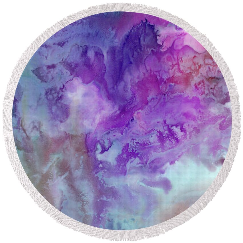 Abstract Round Beach Towel featuring the painting Beneath the Surface by Eli Tynan