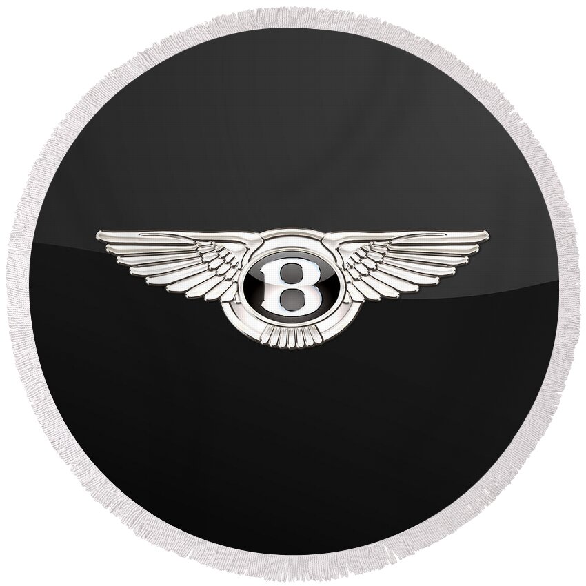 'wheels Of Fortune' By Serge Averbukh Round Beach Towel featuring the photograph Bentley - 3 D Badge On Black by Serge Averbukh