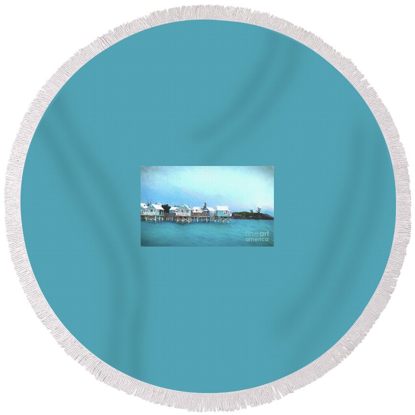 Beach Round Beach Towel featuring the photograph Bermuda Coastal Cabins by Luther Fine Art