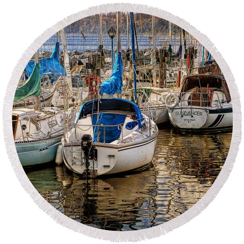 Boat Round Beach Towel featuring the photograph Berthed by Ed Hall