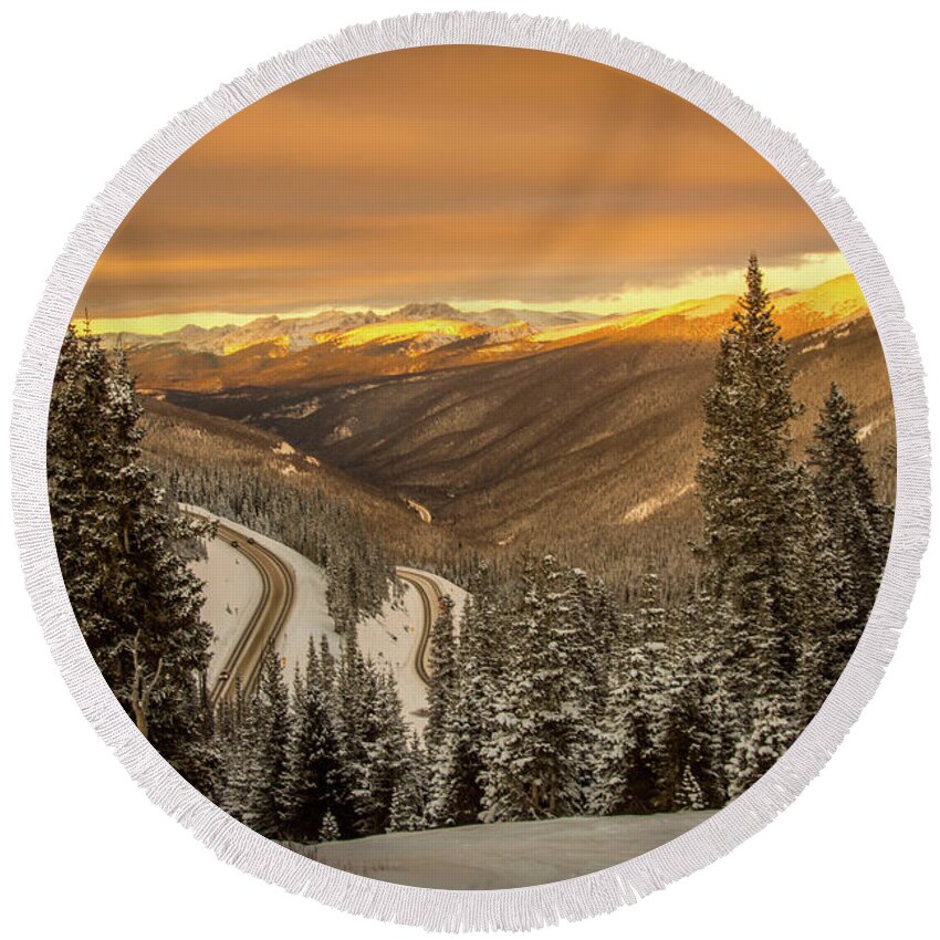  Round Beach Towel featuring the photograph Berthoud Pass Sunset by Colin Collins