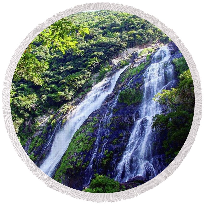Outdoor Round Beach Towel featuring the photograph Big And Beautiful Waterfall by Ippei Uchida