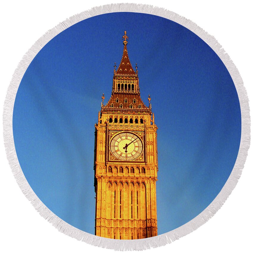 London Round Beach Towel featuring the photograph Big Ben, London by Misentropy