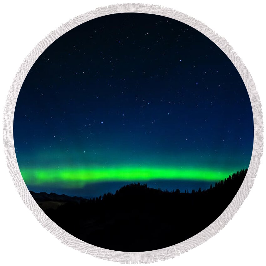Northern Round Beach Towel featuring the photograph Big Dipper Northern Lights by Pelo Blanco Photo