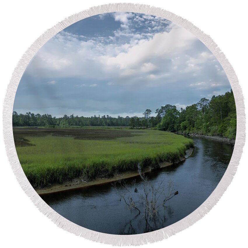 Black Water Round Beach Towel featuring the photograph Black Water Creek by Dale Powell
