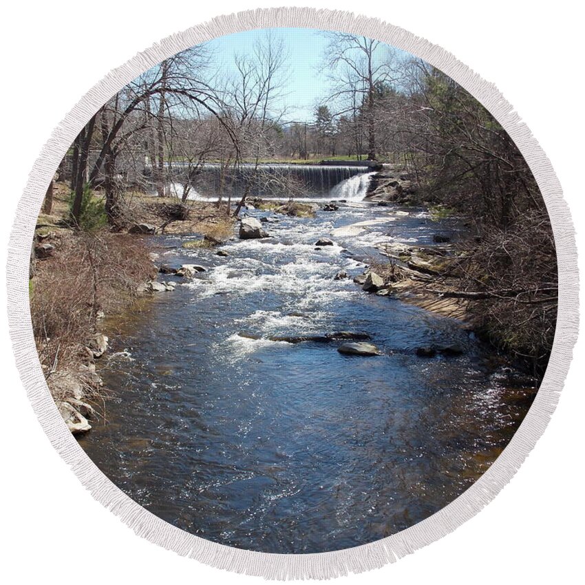 Blackberry River Round Beach Towel featuring the photograph Blackberry River in Canaan by Catherine Gagne