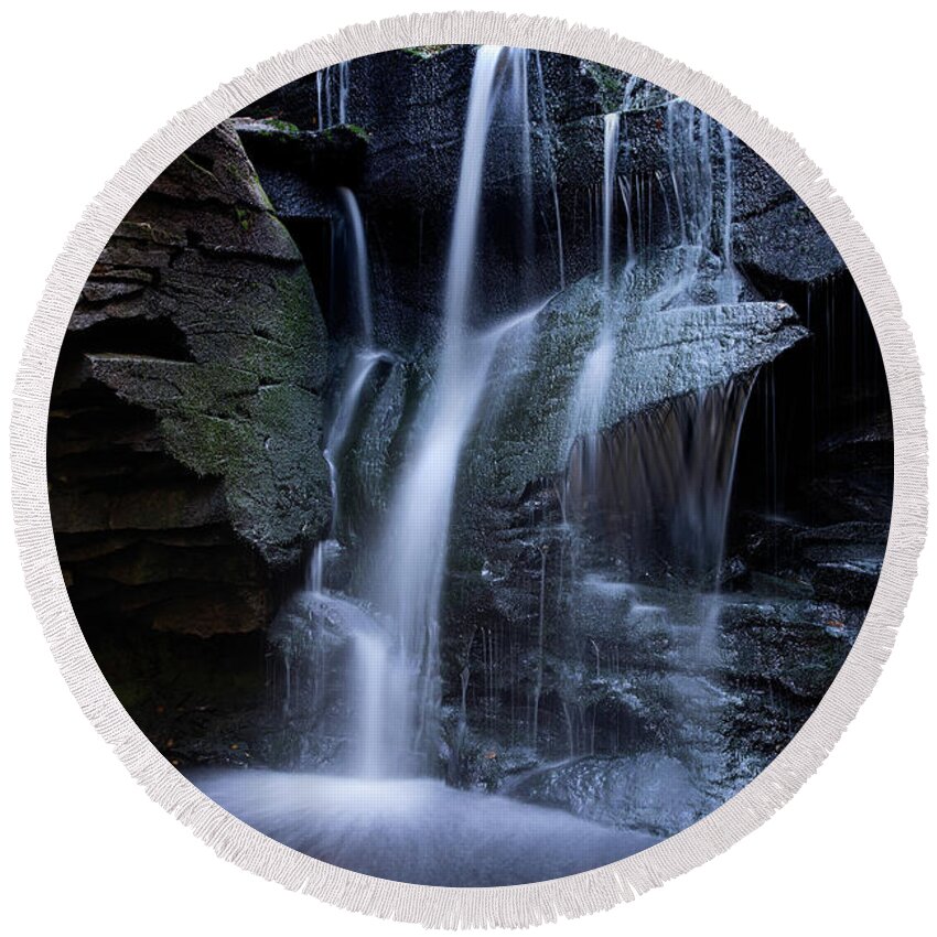 Waterfall Round Beach Towel featuring the photograph Blackwater Ribbons by C Renee Martin