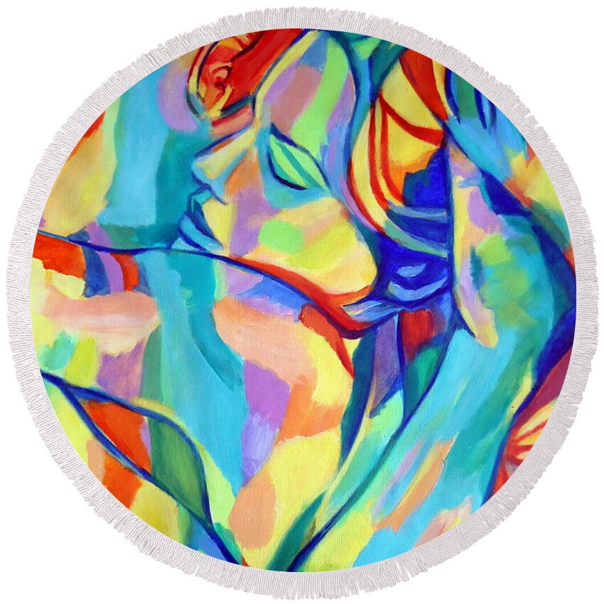 Love Paintings Round Beach Towel featuring the painting Bliss by Helena Wierzbicki