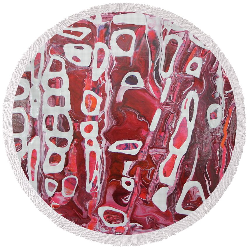 Red Round Beach Towel featuring the painting Artifact 2 by Madeleine Arnett