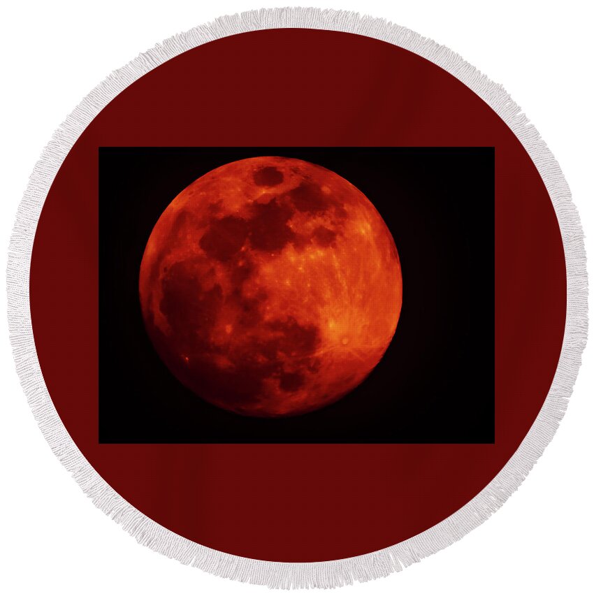  Round Beach Towel featuring the photograph Blood Moon by Dan Hassett
