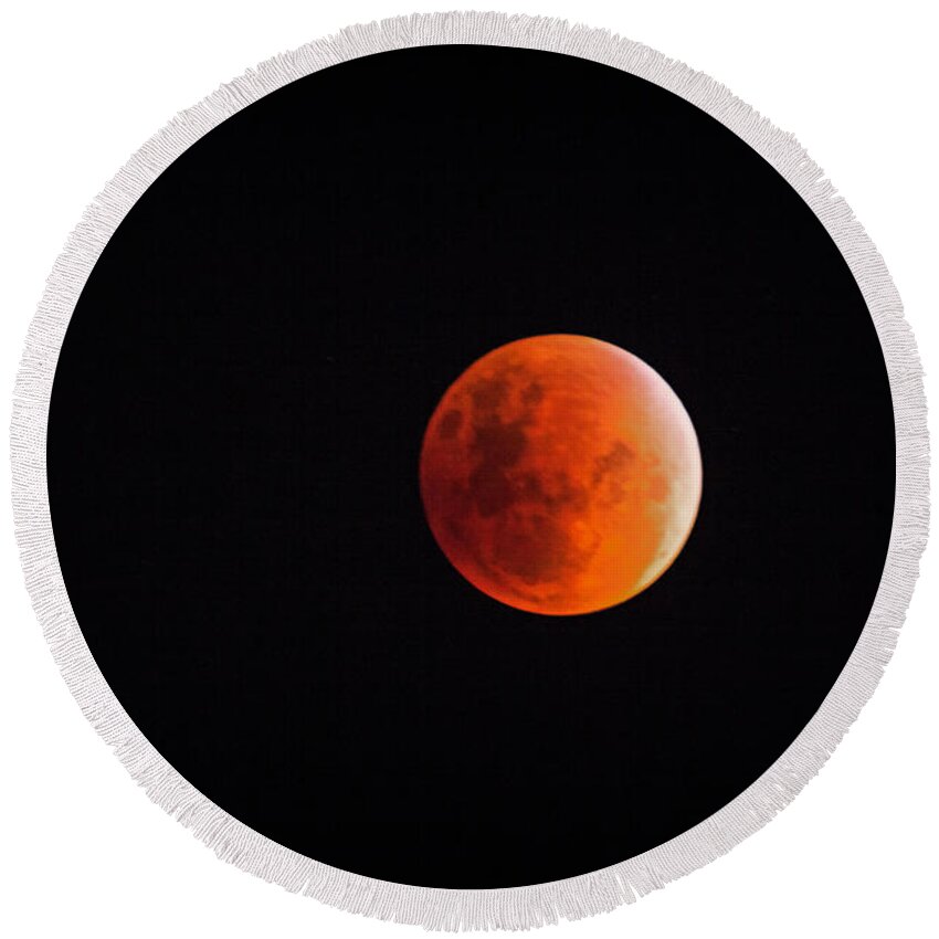Panama Round Beach Towel featuring the photograph Blood Moon September 27 2015 by Bob Hislop