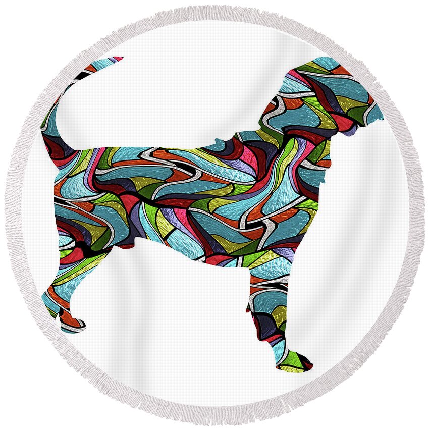 Bloodhound Round Beach Towel featuring the digital art Bloodhound Spirit Glass by Gregory Murray