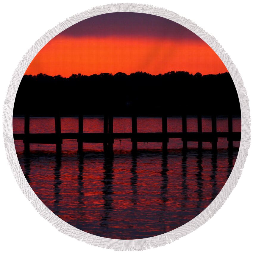 Clay Round Beach Towel featuring the photograph Bloody Dusk by Clayton Bruster