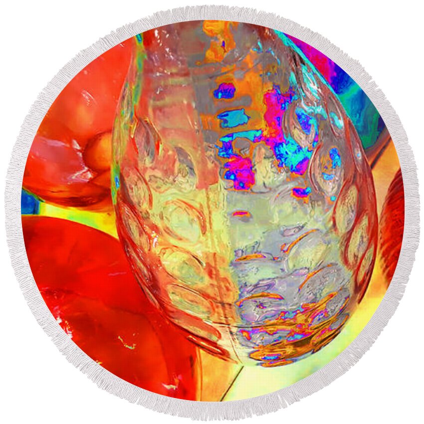 Bloom In Glass Round Beach Towel featuring the photograph Bloom In Glass #3 by James Stoshak