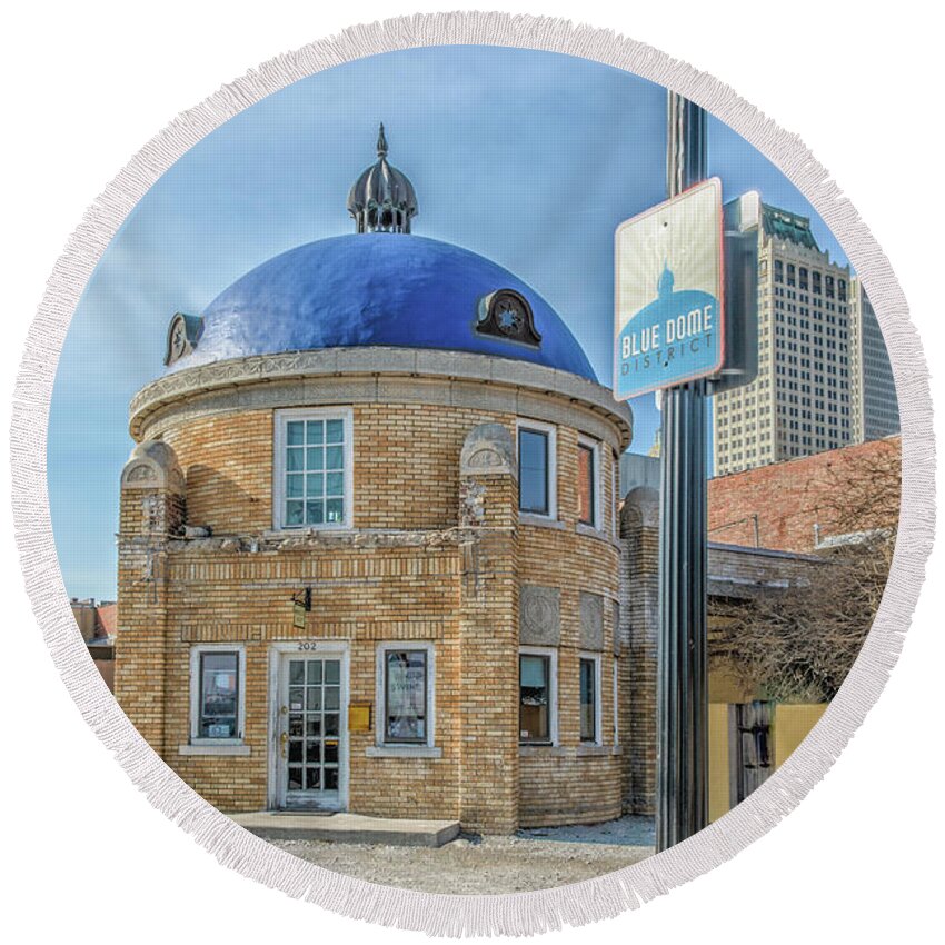 Blue Dome District Round Beach Towel featuring the photograph Blue Dome District by Bert Peake