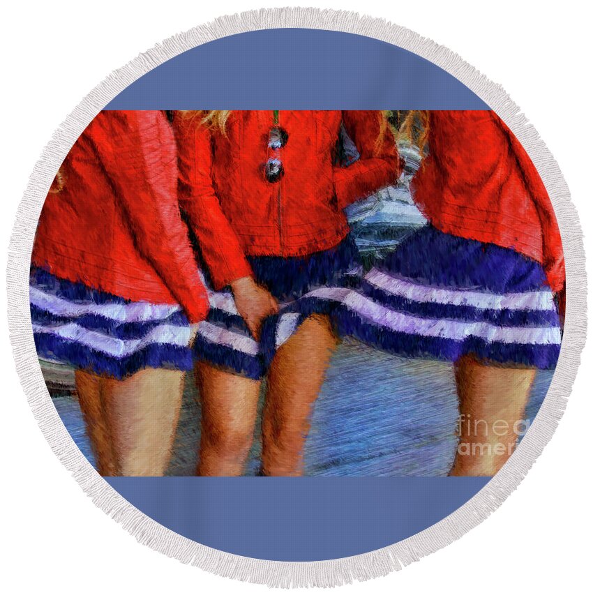  Round Beach Towel featuring the photograph Blue Dress Breeze by Blake Richards