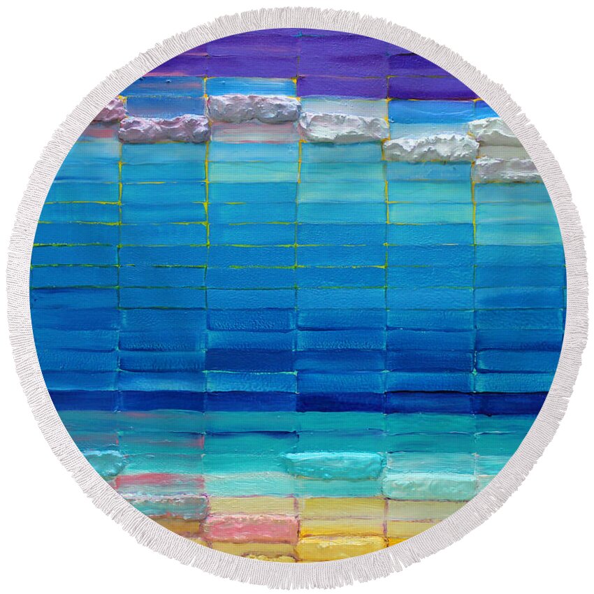 Beach Round Beach Towel featuring the painting Blue Escape by Jerome Wilson
