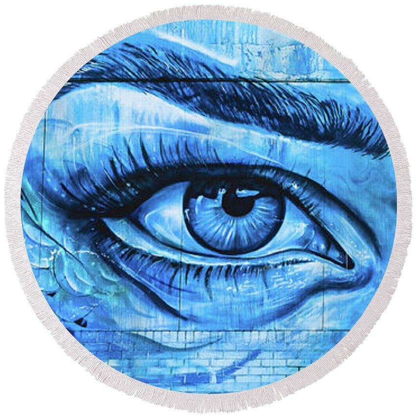 Asbury Park Round Beach Towel featuring the photograph Blue Eyes by Colleen Kammerer