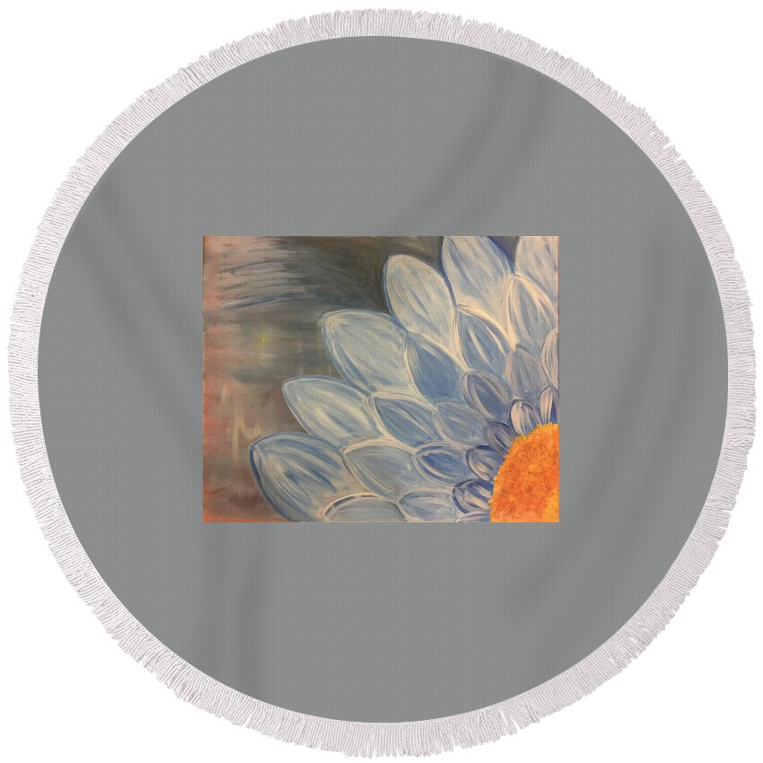 Flower Round Beach Towel featuring the painting Blue floral by Darrell Foster