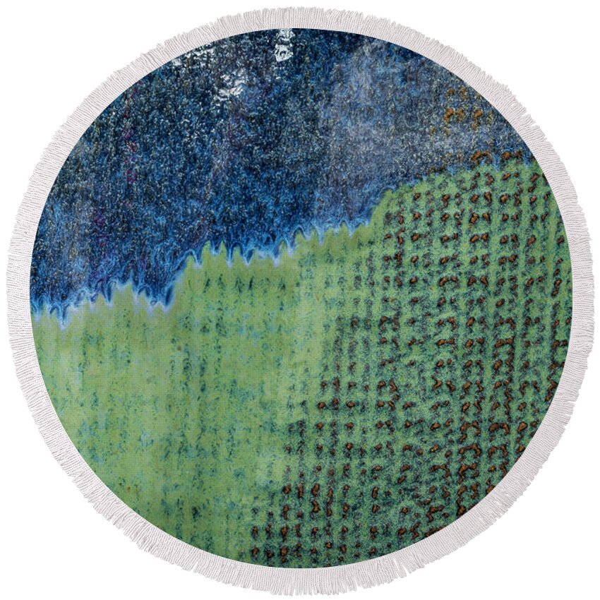 Earth Tones Round Beach Towel featuring the photograph Blue/Green Abstract Two by David Waldrop