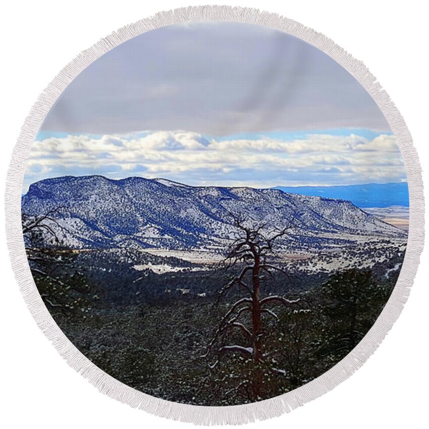 Southwest Landscape Round Beach Towel featuring the photograph Blue Hill by Robert WK Clark