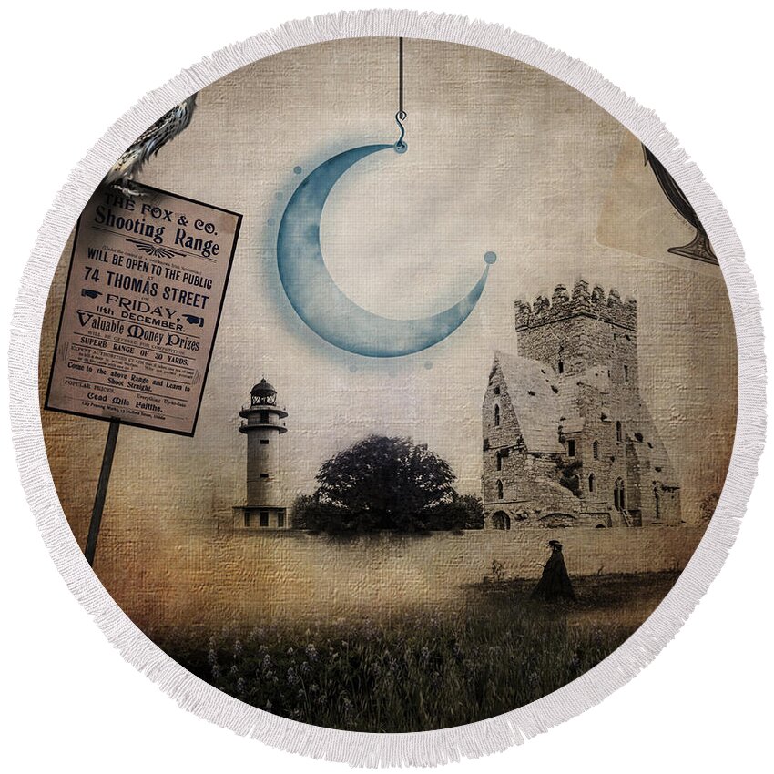 Digital Round Beach Towel featuring the photograph Blue Moon Over castle Brook by Thomas Leparskas