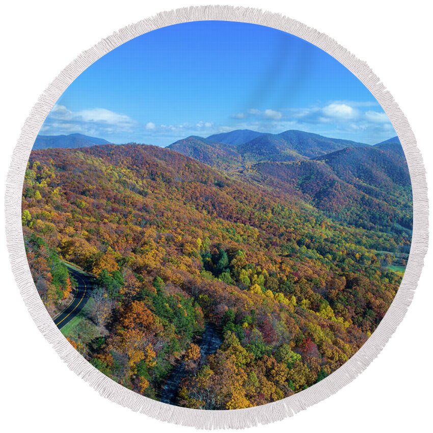 Blue Round Beach Towel featuring the photograph Blue Ridge Parkway Fall Colors 1 by Star City SkyCams