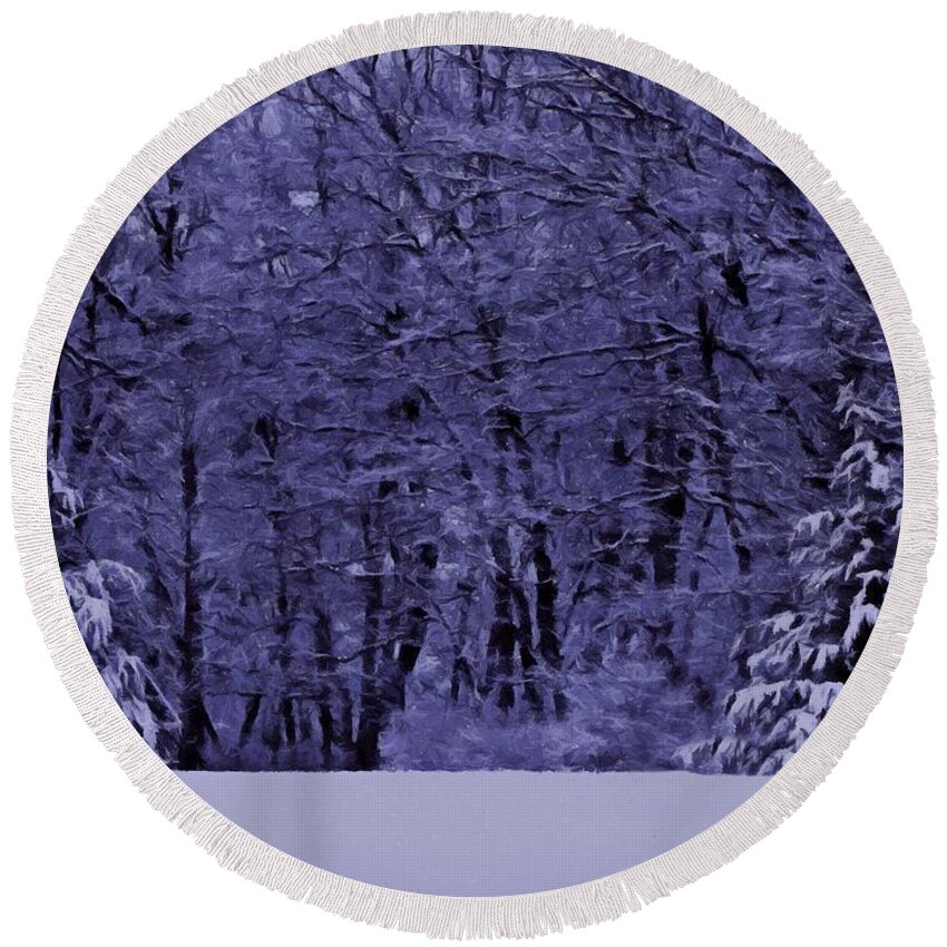 Snow Round Beach Towel featuring the photograph Blue Snow by David Dehner