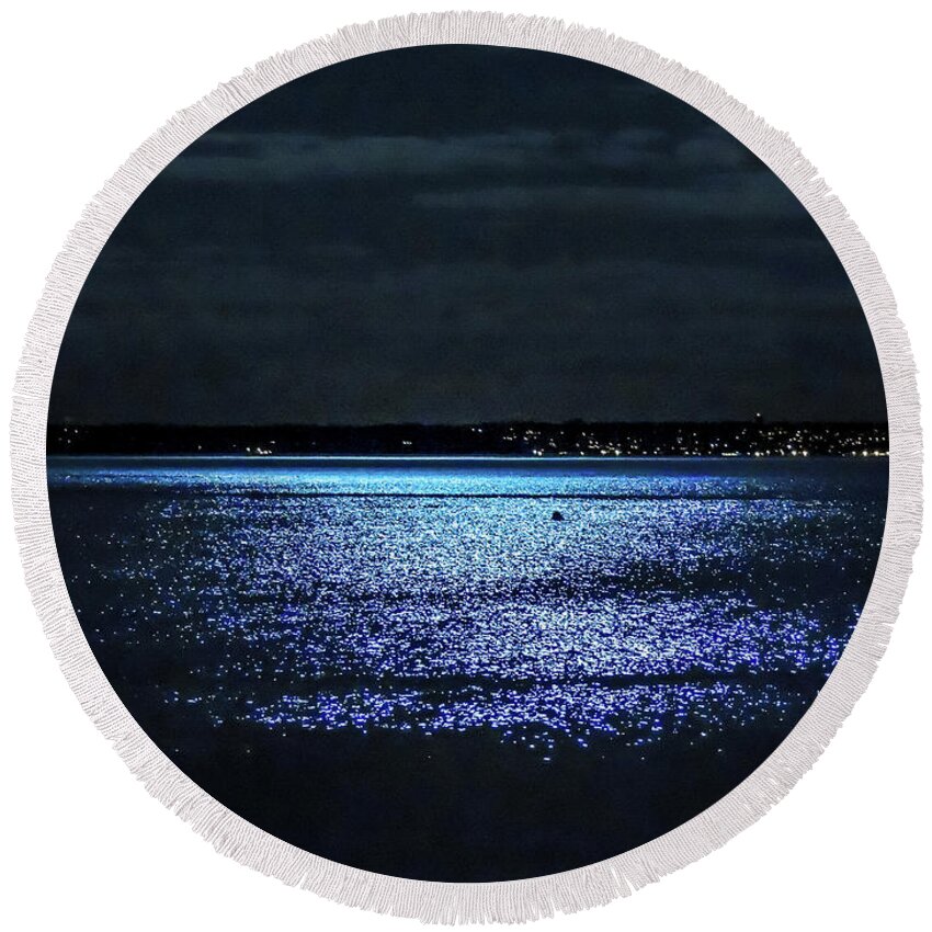 Moonlight Round Beach Towel featuring the photograph Blue Velvet by Glenn Feron