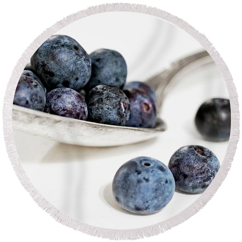 Blueberries Round Beach Towel featuring the photograph Blueberries for... by Holly Ross
