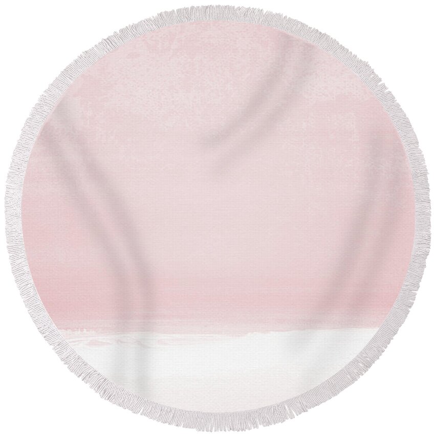 Pink Round Beach Towel featuring the painting Blush Sunset- Art by Linda Woods by Linda Woods