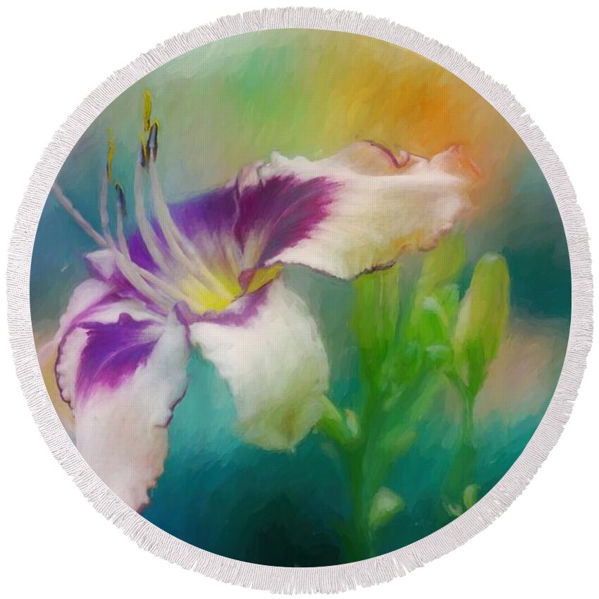 Flower Round Beach Towel featuring the photograph Blushing by Ches Black