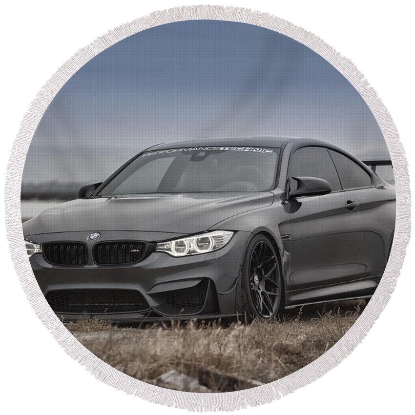 Bmw Round Beach Towel featuring the photograph Bmw M4 by ItzKirb Photography