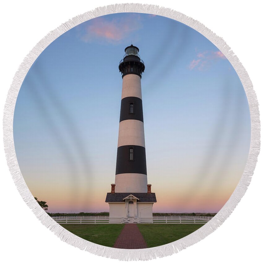 Bodie Island Lighthouse Round Beach Towel featuring the photograph Bodie Island Lighthouse Symmetry by Michael Ver Sprill