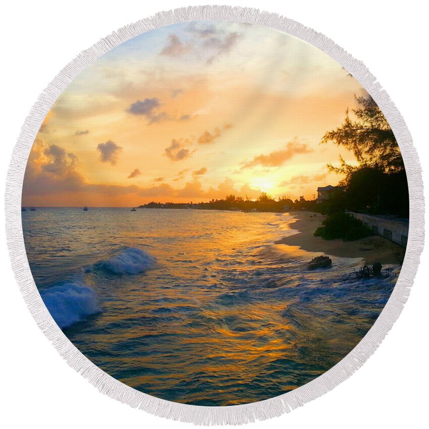 Tropical Round Beach Towel featuring the photograph Boggy Sands Sunset by Jerome Wilson