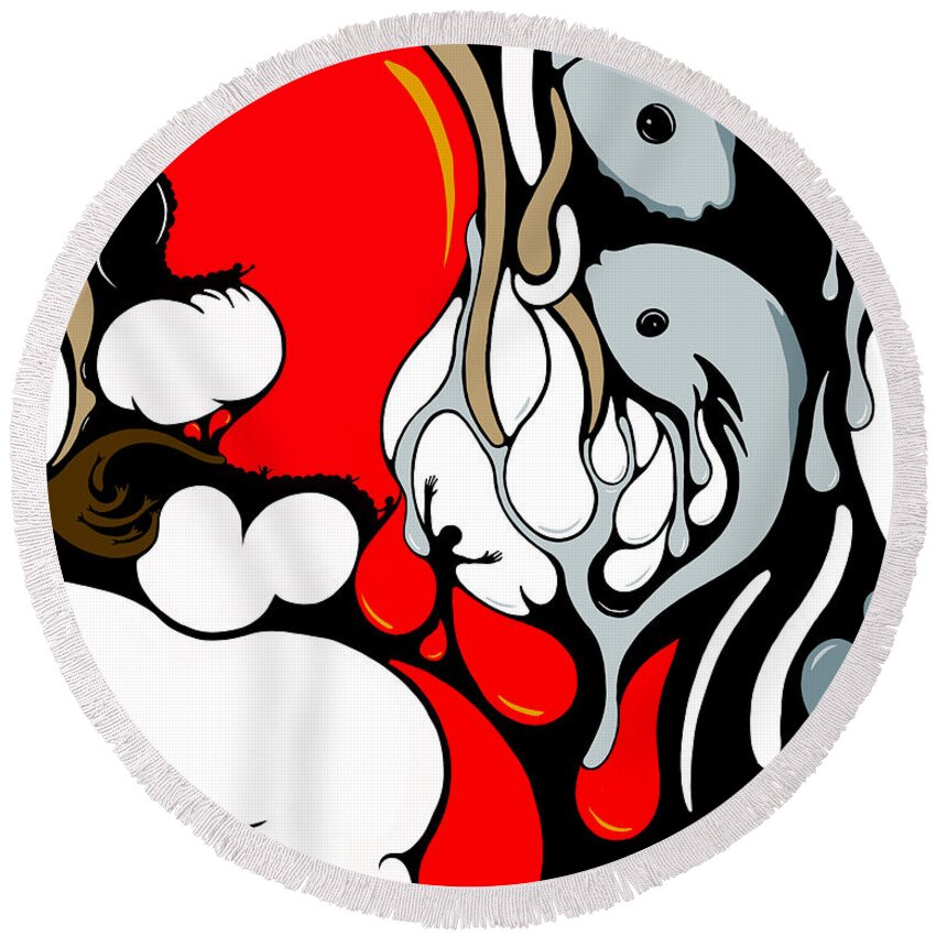 Female Round Beach Towel featuring the digital art Boiling Point by Craig Tilley