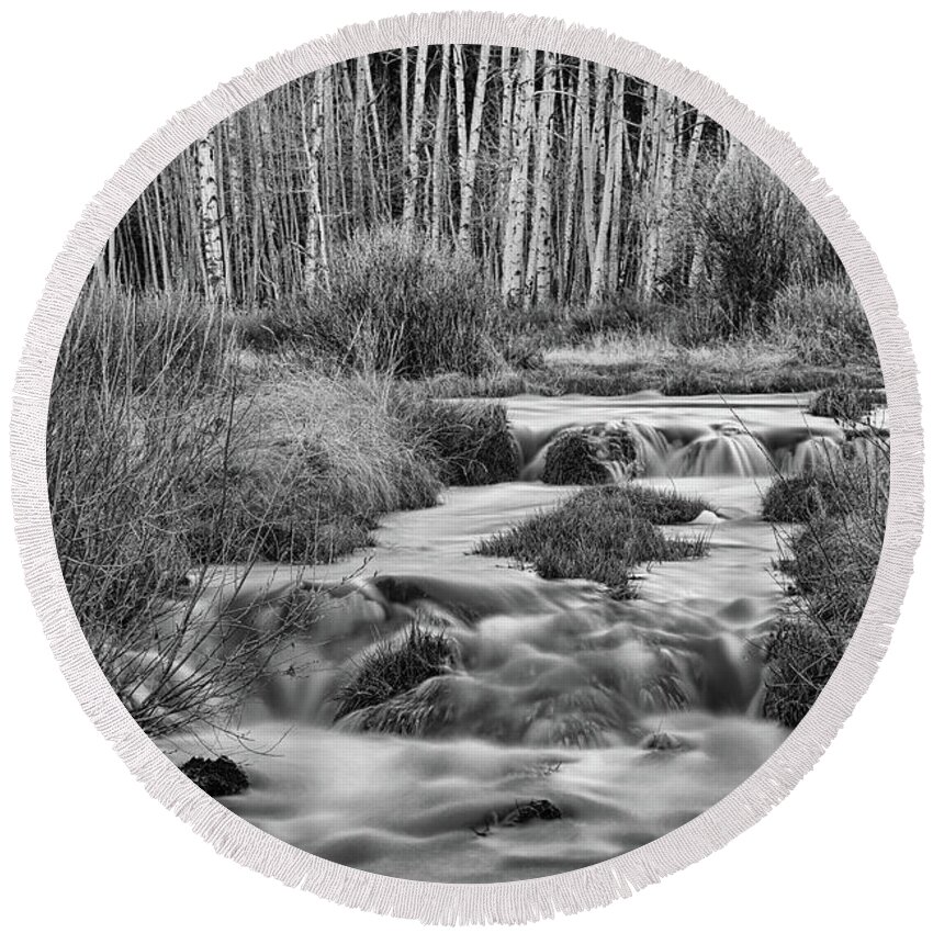 Stream Round Beach Towel featuring the photograph Bonanza Streaming by James BO Insogna