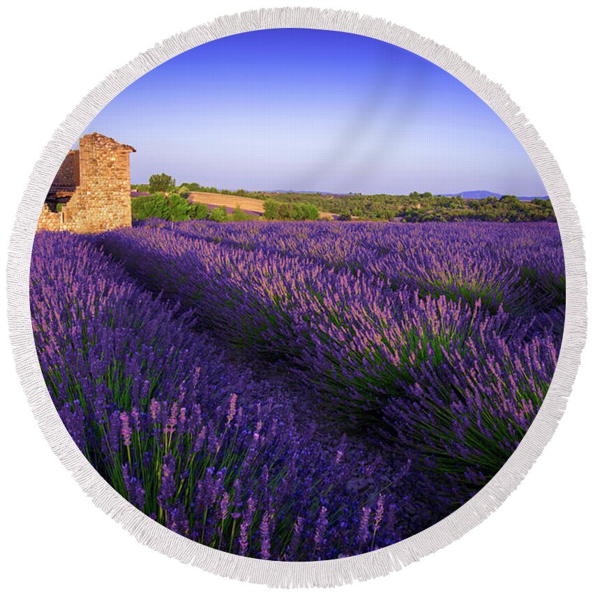 Valensole Round Beach Towel featuring the photograph Bonjour Valensole by Marco Crupi