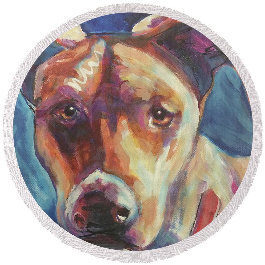  Round Beach Towel featuring the painting Boobis by Judy Rogan