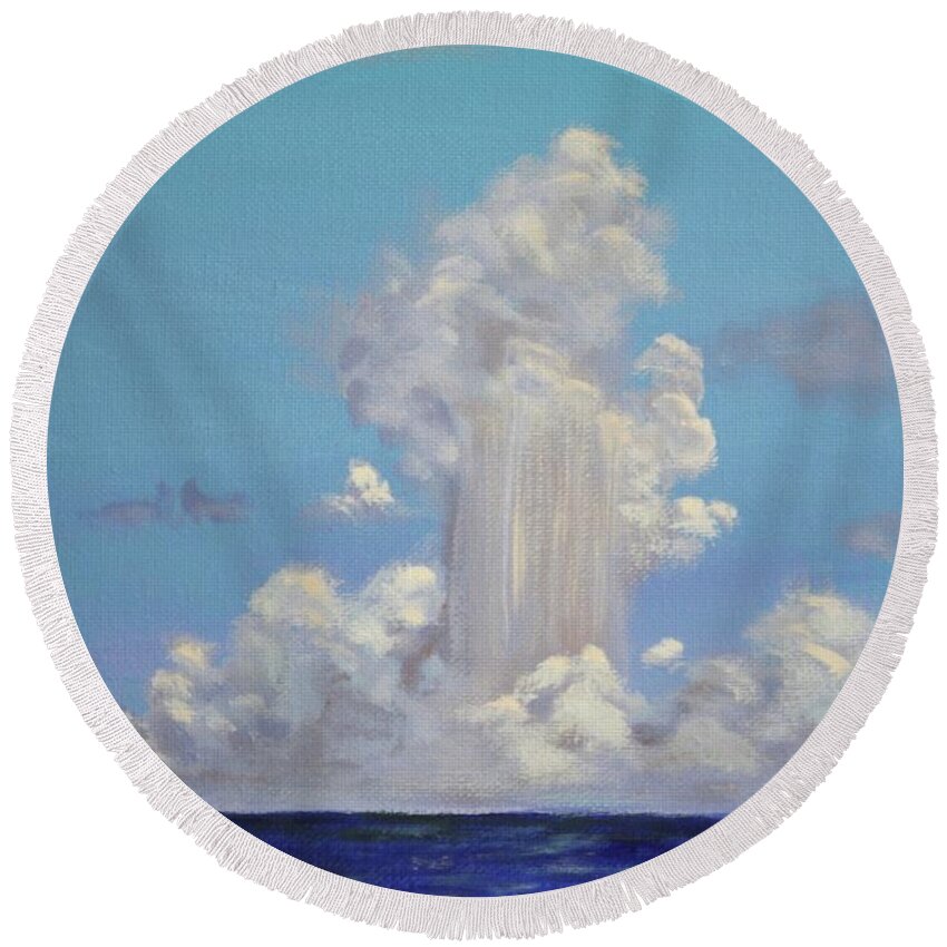 Storm Round Beach Towel featuring the painting Boomers over Bimini by Mike Jenkins
