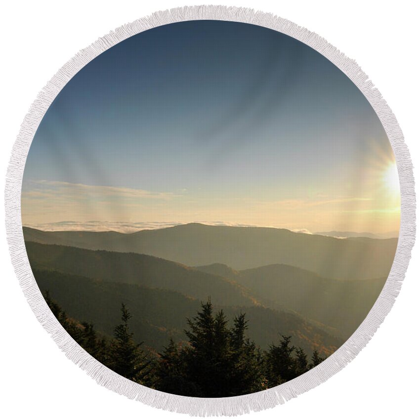 Landscape Round Beach Towel featuring the photograph Boone NC Area Sunset by Doug Ash