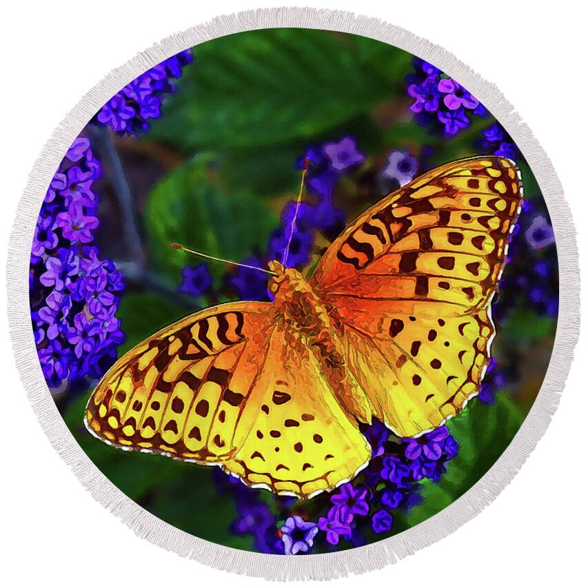 Nature Round Beach Towel featuring the photograph Boothbay Butterfly by ABeautifulSky Photography by Bill Caldwell